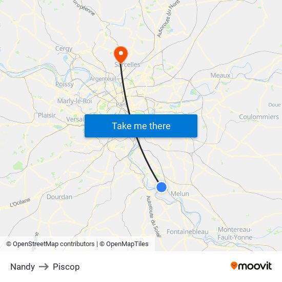 Nandy to Piscop map