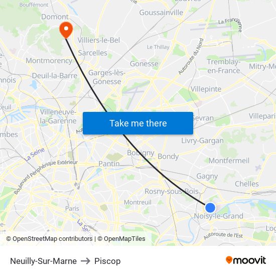 Neuilly-Sur-Marne to Piscop map