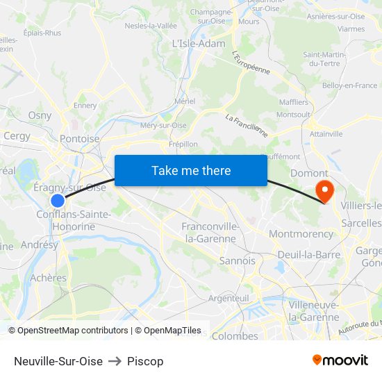 Neuville-Sur-Oise to Piscop map