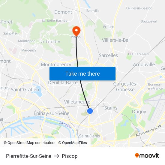 Pierrefitte-Sur-Seine to Piscop map