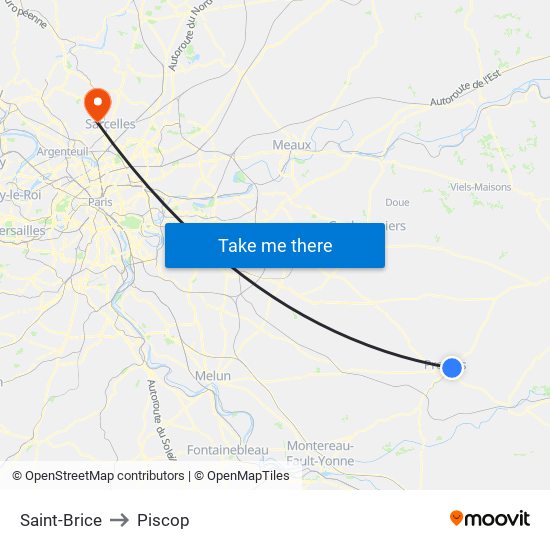 Saint-Brice to Piscop map