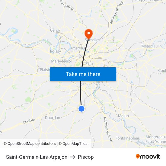 Saint-Germain-Les-Arpajon to Piscop map