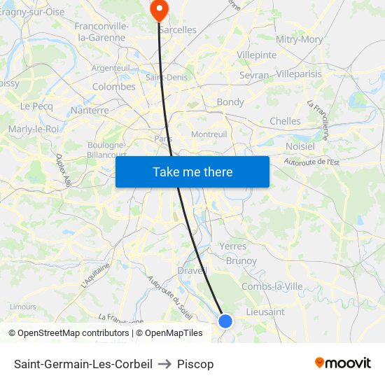 Saint-Germain-Les-Corbeil to Piscop map