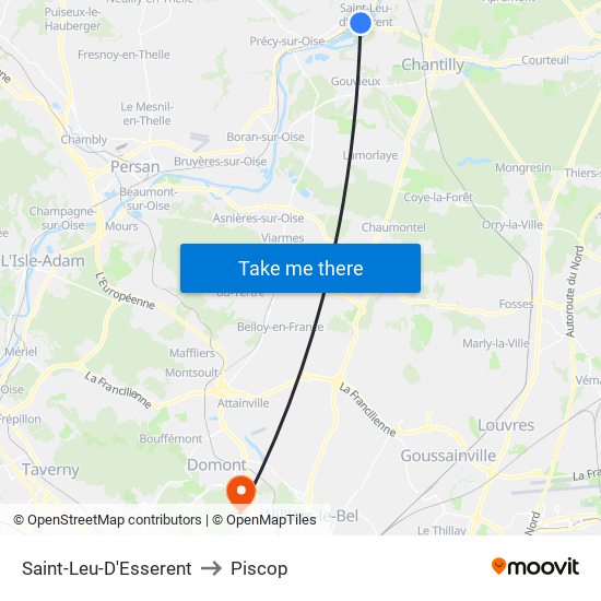 Saint-Leu-D'Esserent to Piscop map