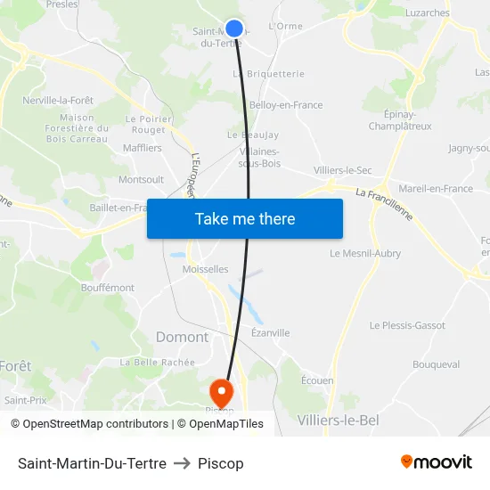 Saint-Martin-Du-Tertre to Piscop map