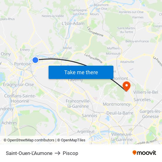 Saint-Ouen-L'Aumone to Piscop map