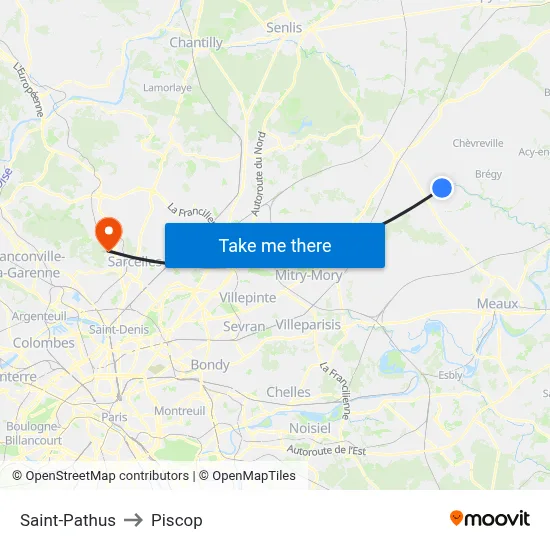 Saint-Pathus to Piscop map