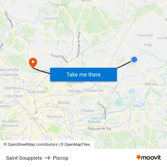 Saint-Soupplets to Piscop map