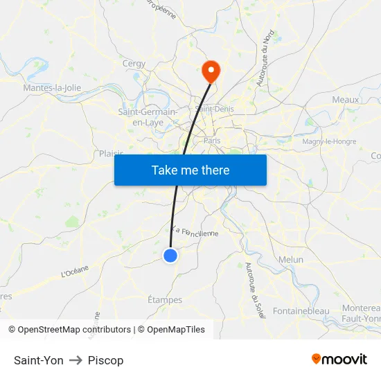 Saint-Yon to Piscop map