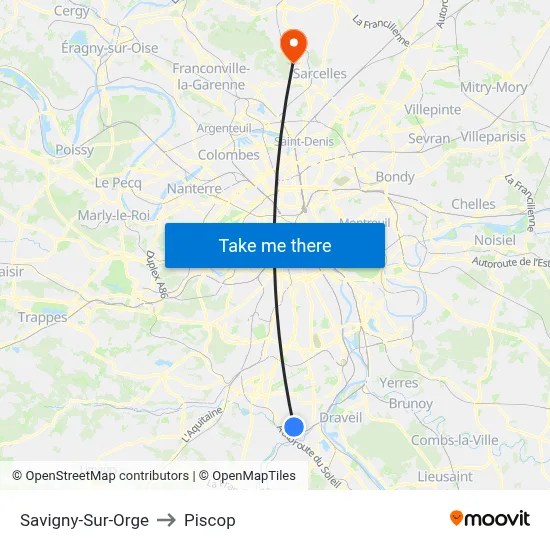 Savigny-Sur-Orge to Piscop map