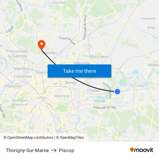 Thorigny-Sur-Marne to Piscop map