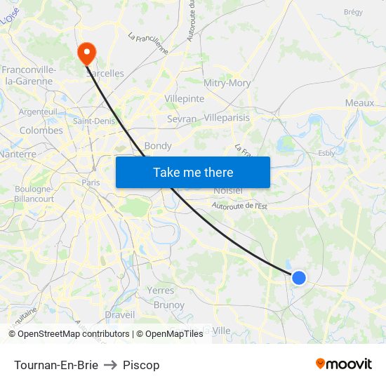 Tournan-En-Brie to Piscop map