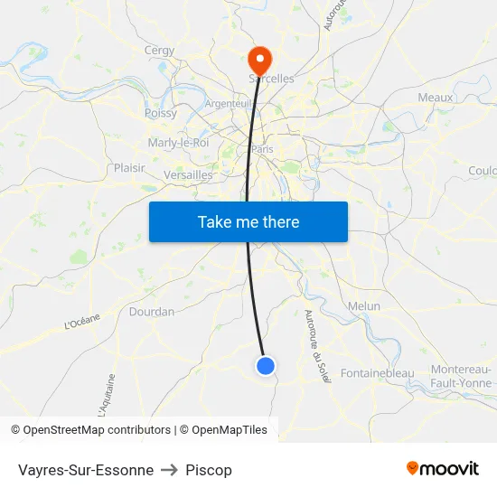 Vayres-Sur-Essonne to Piscop map