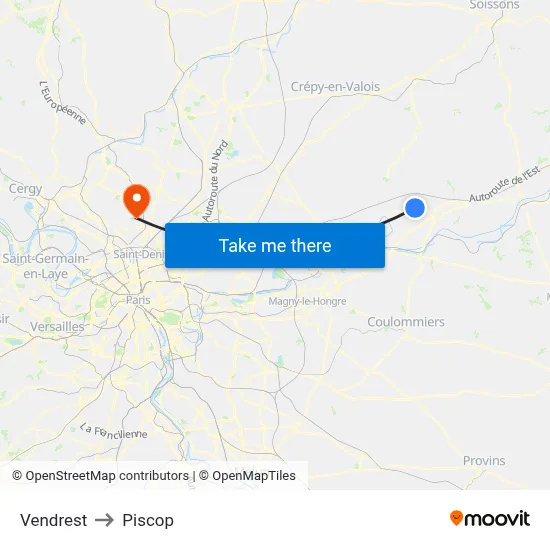 Vendrest to Piscop map