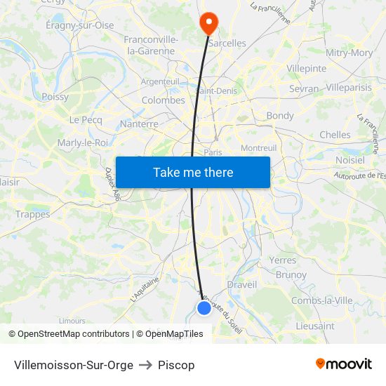Villemoisson-Sur-Orge to Piscop map