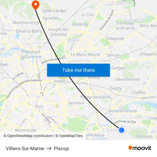 Villiers-Sur-Marne to Piscop map