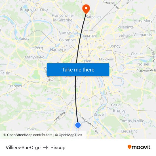 Villiers-Sur-Orge to Piscop map