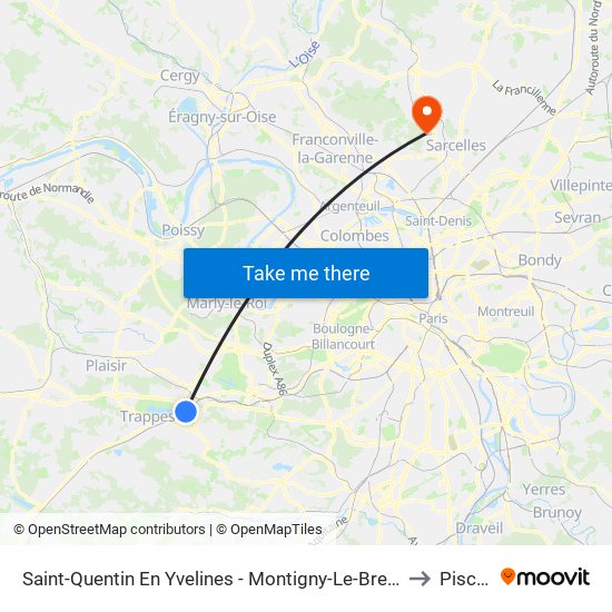 Saint-Quentin En Yvelines - Montigny-Le-Bretonneux to Piscop map