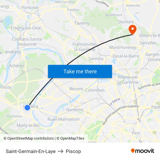 Saint-Germain-En-Laye to Piscop map