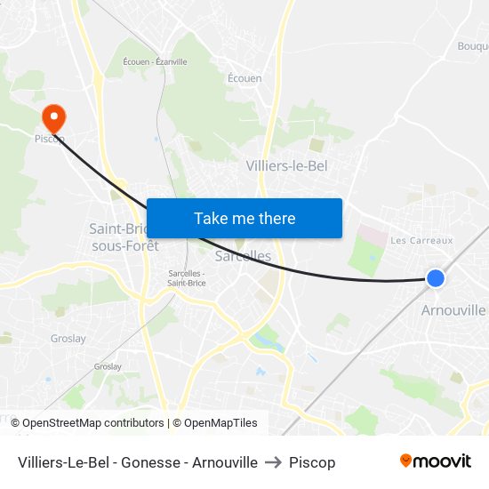 Villiers-Le-Bel - Gonesse - Arnouville to Piscop map