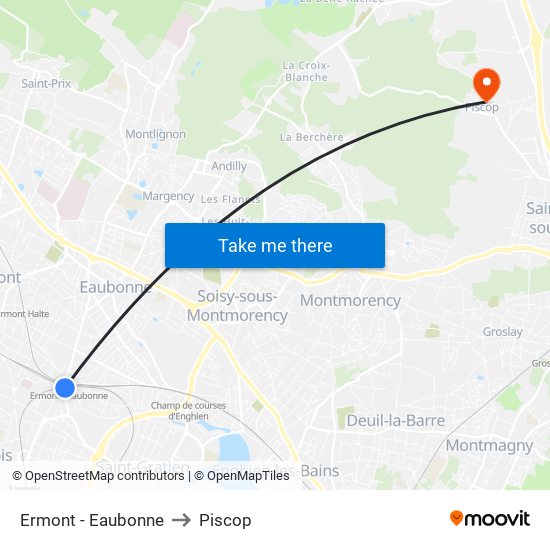 Ermont - Eaubonne to Piscop map