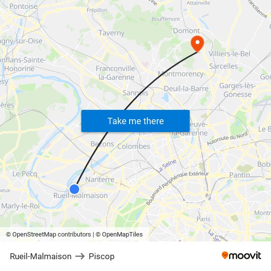 Rueil-Malmaison to Piscop map