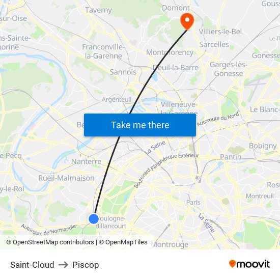 Saint-Cloud to Piscop map