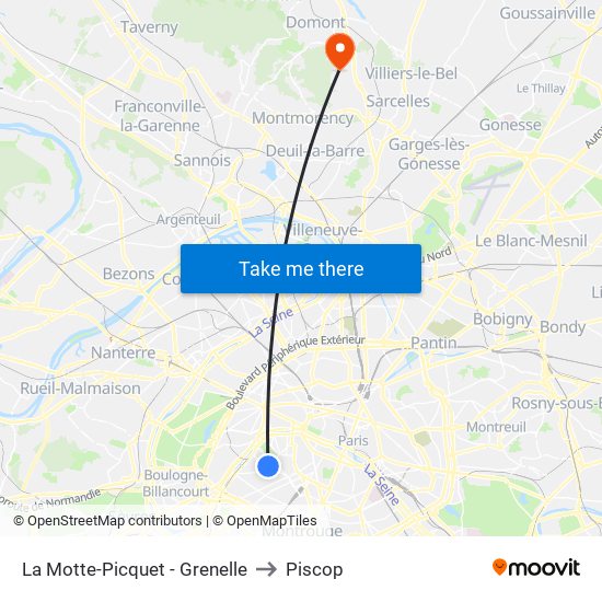 La Motte-Picquet - Grenelle to Piscop map