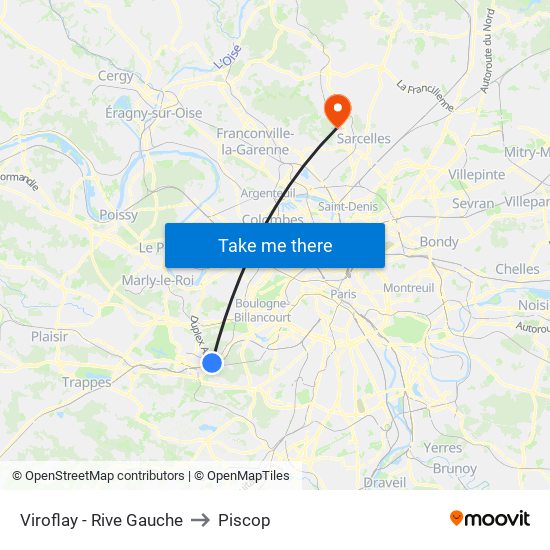 Viroflay - Rive Gauche to Piscop map
