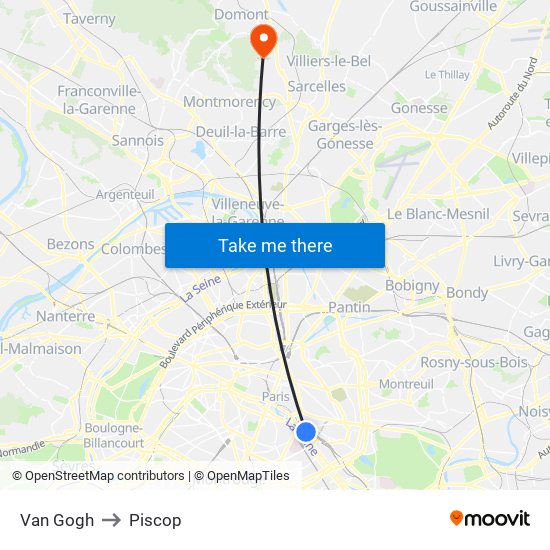 Van Gogh to Piscop map