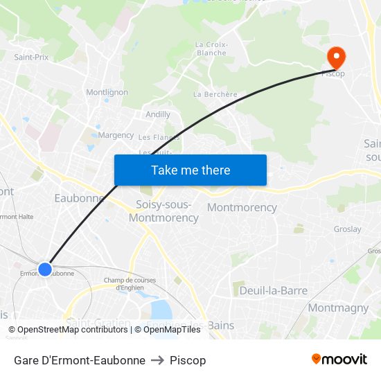 Gare D'Ermont-Eaubonne to Piscop map