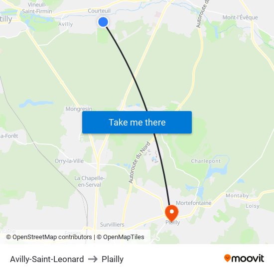 Avilly-Saint-Leonard to Plailly map