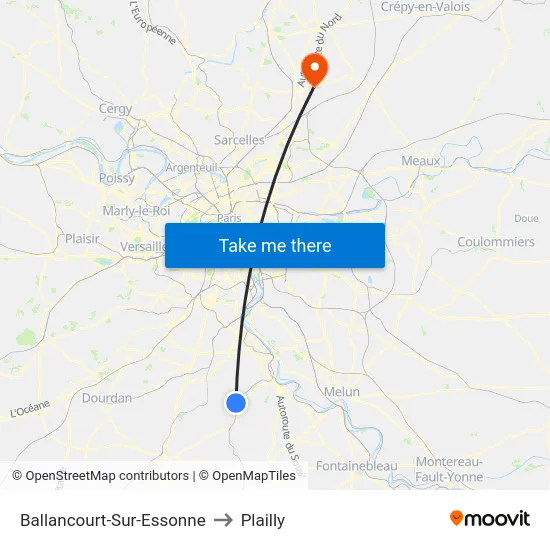 Ballancourt-Sur-Essonne to Plailly map