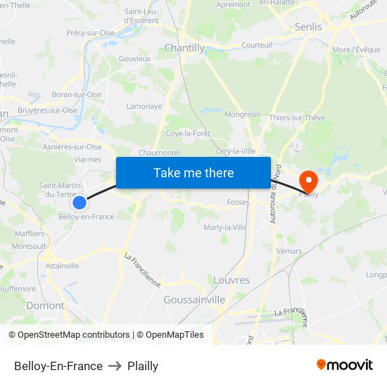 Belloy-En-France to Plailly map