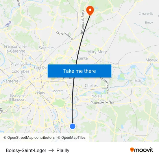 Boissy-Saint-Leger to Plailly map