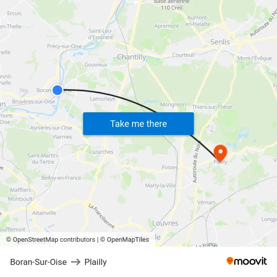 Boran-Sur-Oise to Plailly map