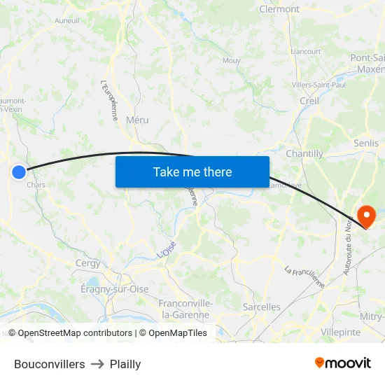 Bouconvillers to Plailly map