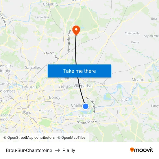Brou-Sur-Chantereine to Plailly map