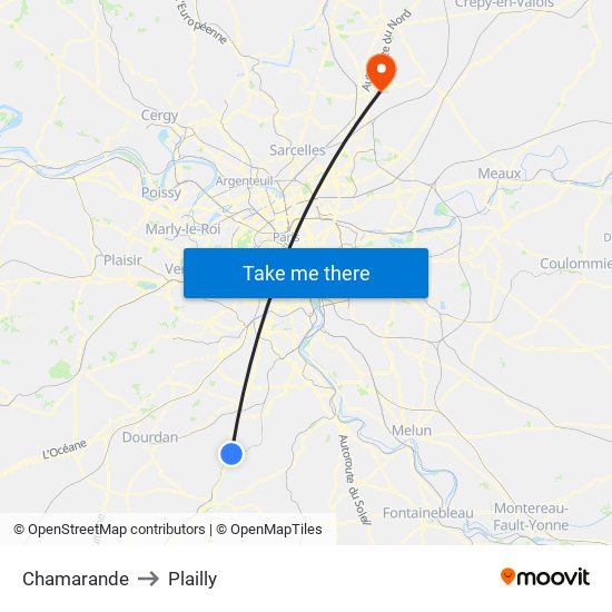 Chamarande to Plailly map