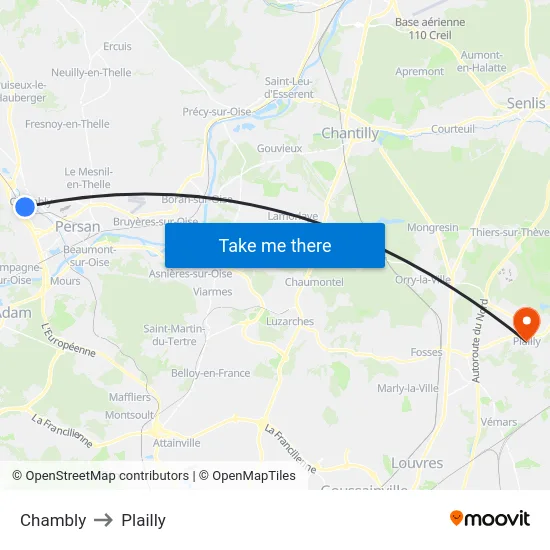Chambly to Plailly map
