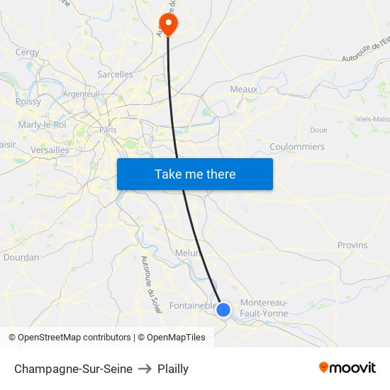 Champagne-Sur-Seine to Plailly map