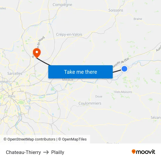 Chateau-Thierry to Plailly map