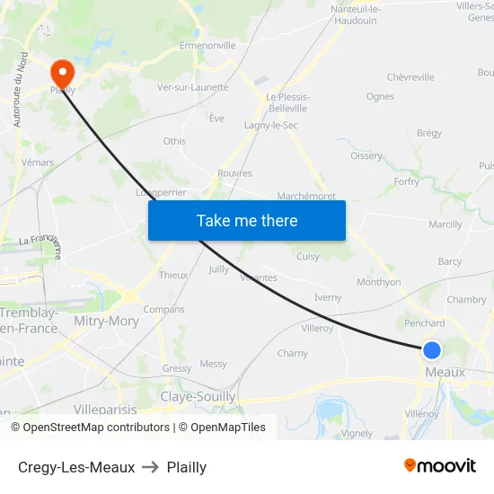 Cregy-Les-Meaux to Plailly map