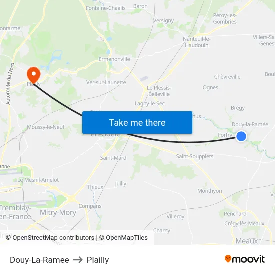 Douy-La-Ramee to Plailly map