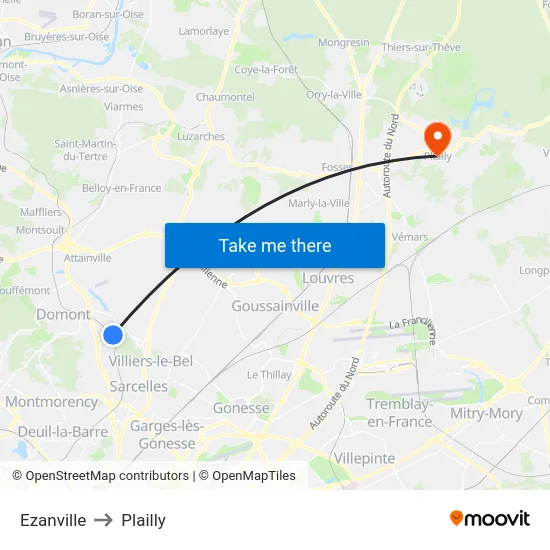 Ezanville to Plailly map
