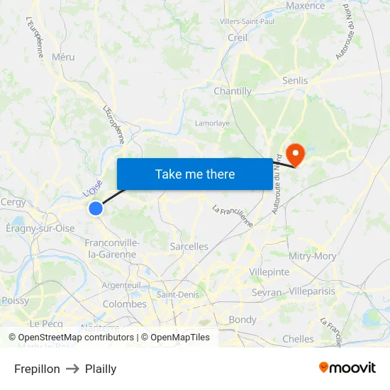 Frepillon to Plailly map