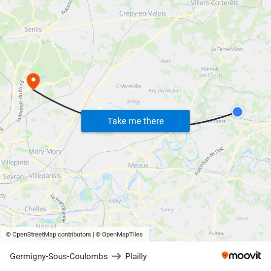 Germigny-Sous-Coulombs to Plailly map