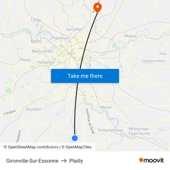 Gironville-Sur-Essonne to Plailly map