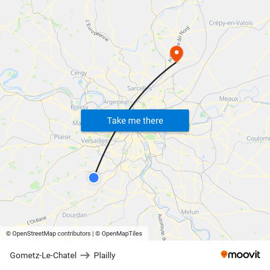 Gometz-Le-Chatel to Plailly map