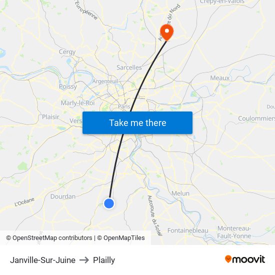 Janville-Sur-Juine to Plailly map